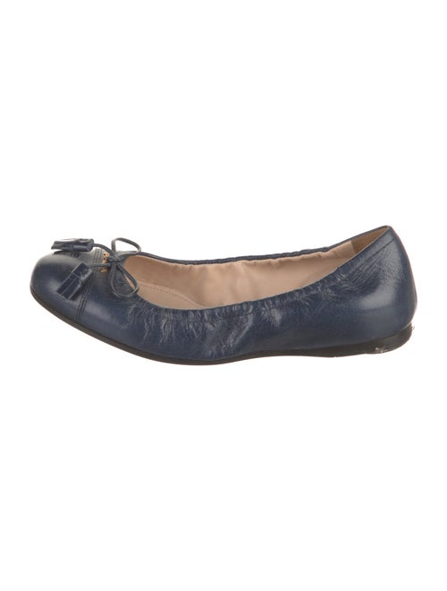 Prada Leather Bow Accents Ballet Flats