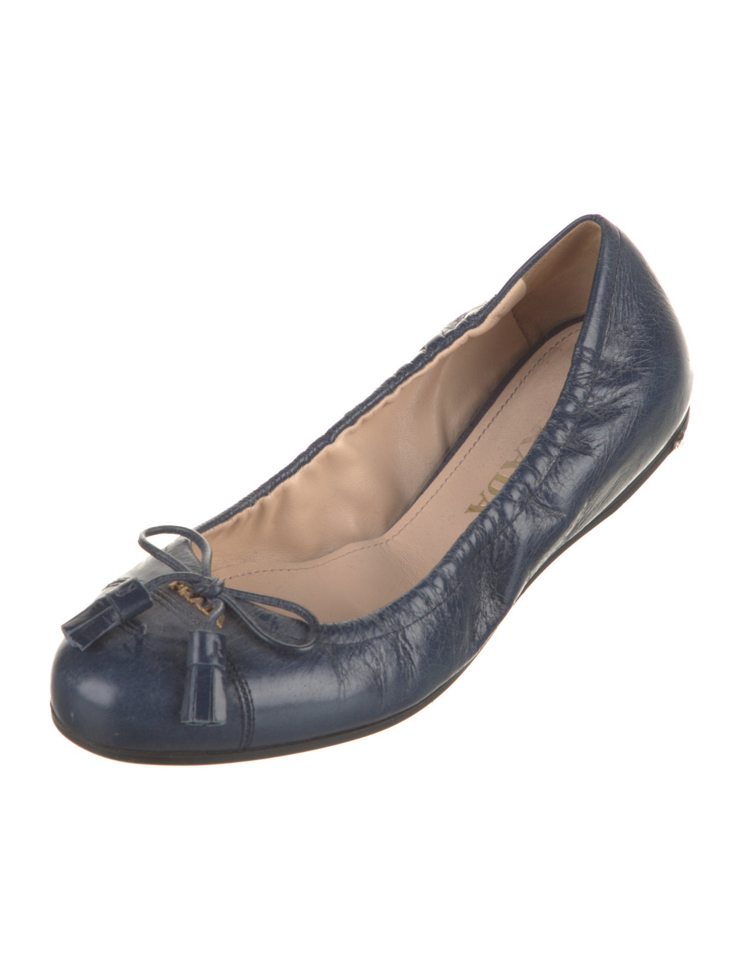 Prada Leather Bow Accents Ballet Flats