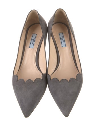 Prada Suede Scalloped Accent Pumps
