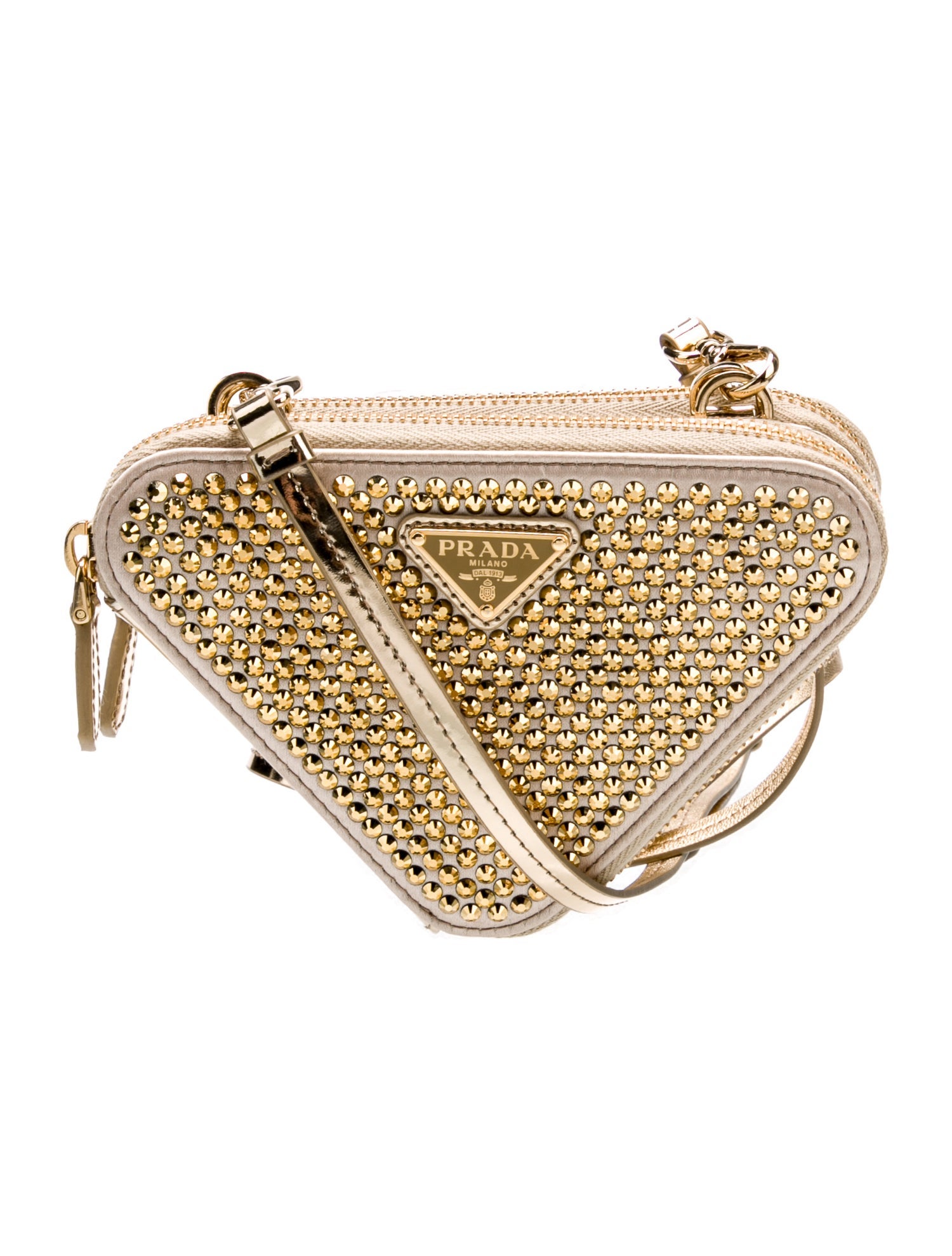 Prada Enameled Metal Triangle Triangle Mini 2022