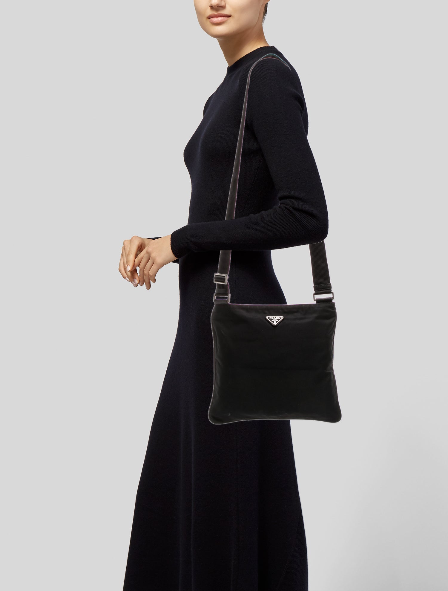 Prada Enameled Metal Triangle Shoulder Bag