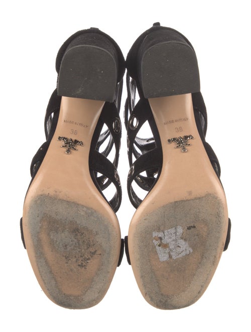 Prada Suede Cutout Accent Gladiator Sandals