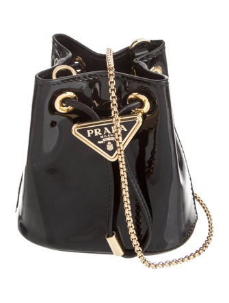 Prada Enameled Metal Triangle Bucket Bag Mini