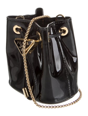 Prada Enameled Metal Triangle Bucket Bag Mini