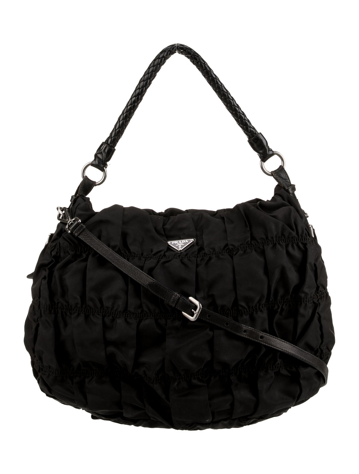 Prada Enameled Metal Triangle Shoulder Bag