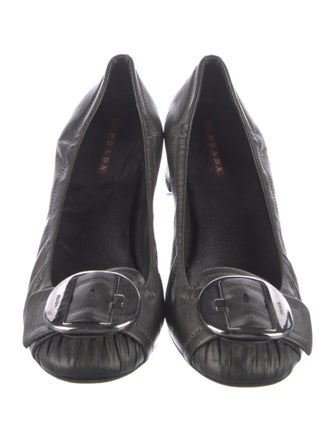 Prada Leather Ruffle Embellishment Pumps