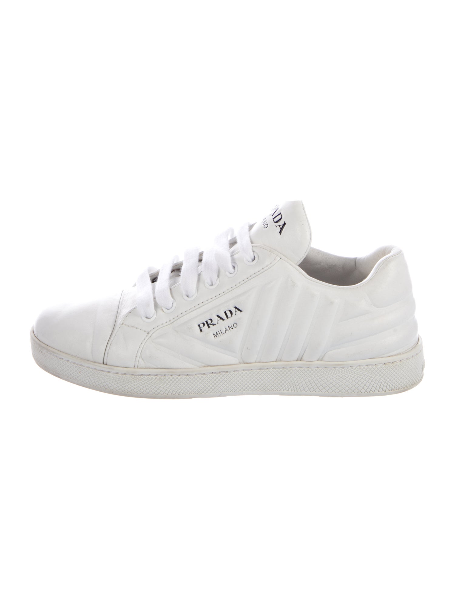 Prada Quilted Pattern Leather Sneakers