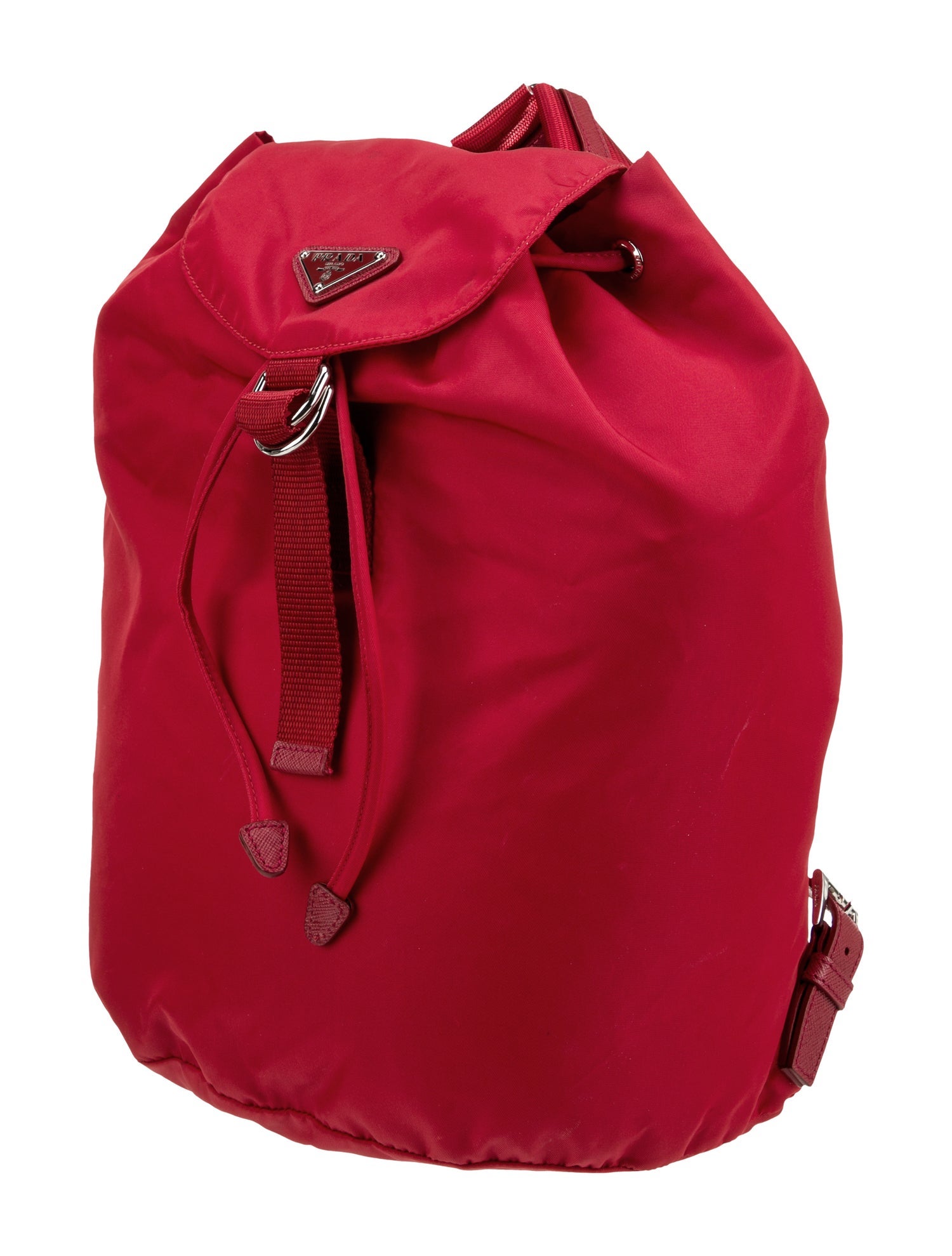 Prada Enameled Metal Triangle Backpack