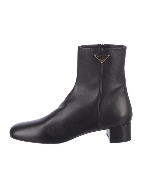 Prada Leather Embroidered Accent Boots