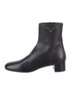 Prada Leather Embroidered Accent Boots