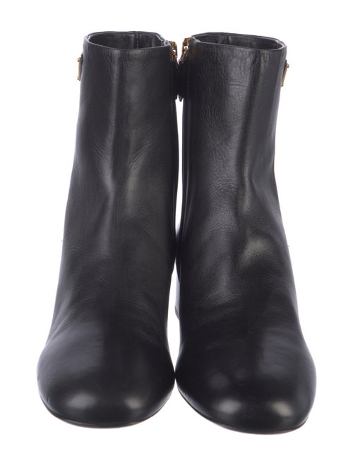 Prada Leather Embroidered Accent Boots