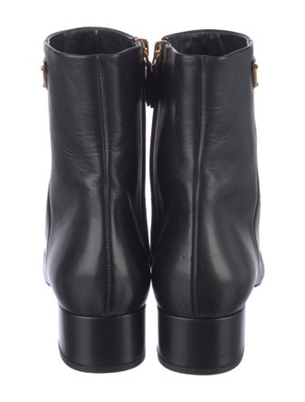 Prada Leather Embroidered Accent Boots