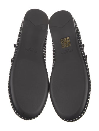 Prada Suede Crystal Embellishments Mary Jane Flats