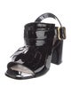 Prada Patent Leather Fringe Trim Accent Slingback Pumps