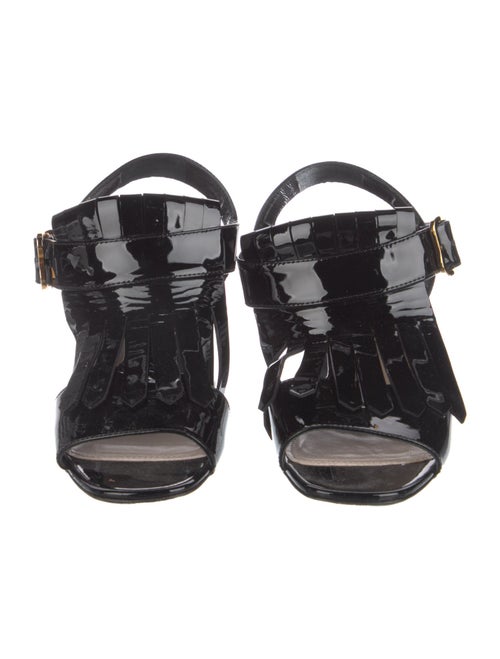 Prada Patent Leather Fringe Trim Accent Slingback Pumps