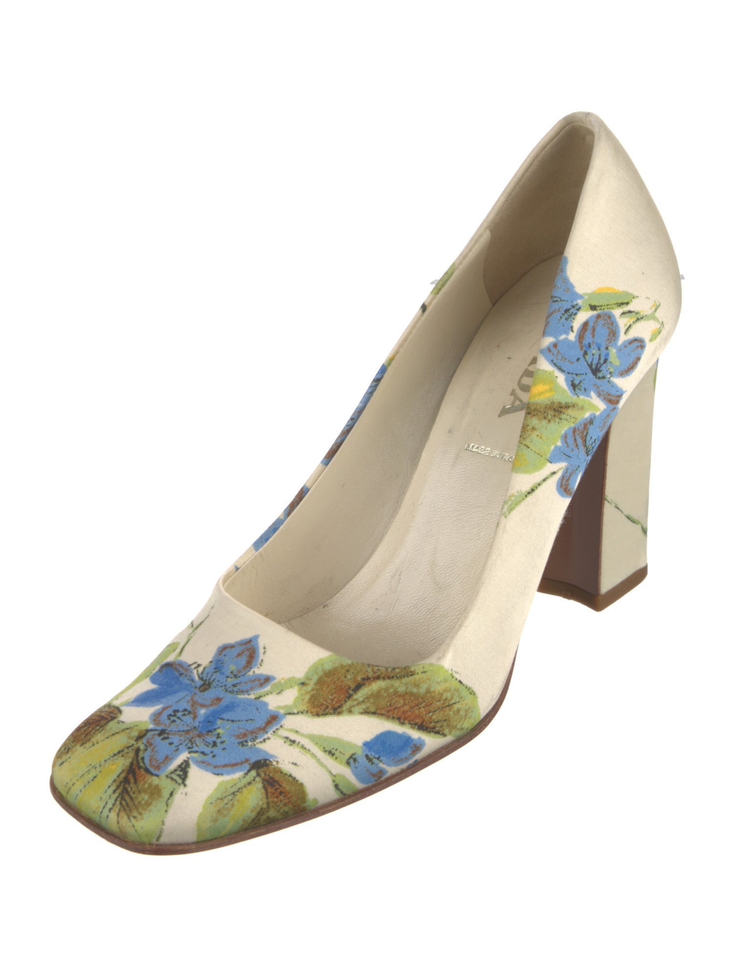 Prada Satin Floral Print Pumps