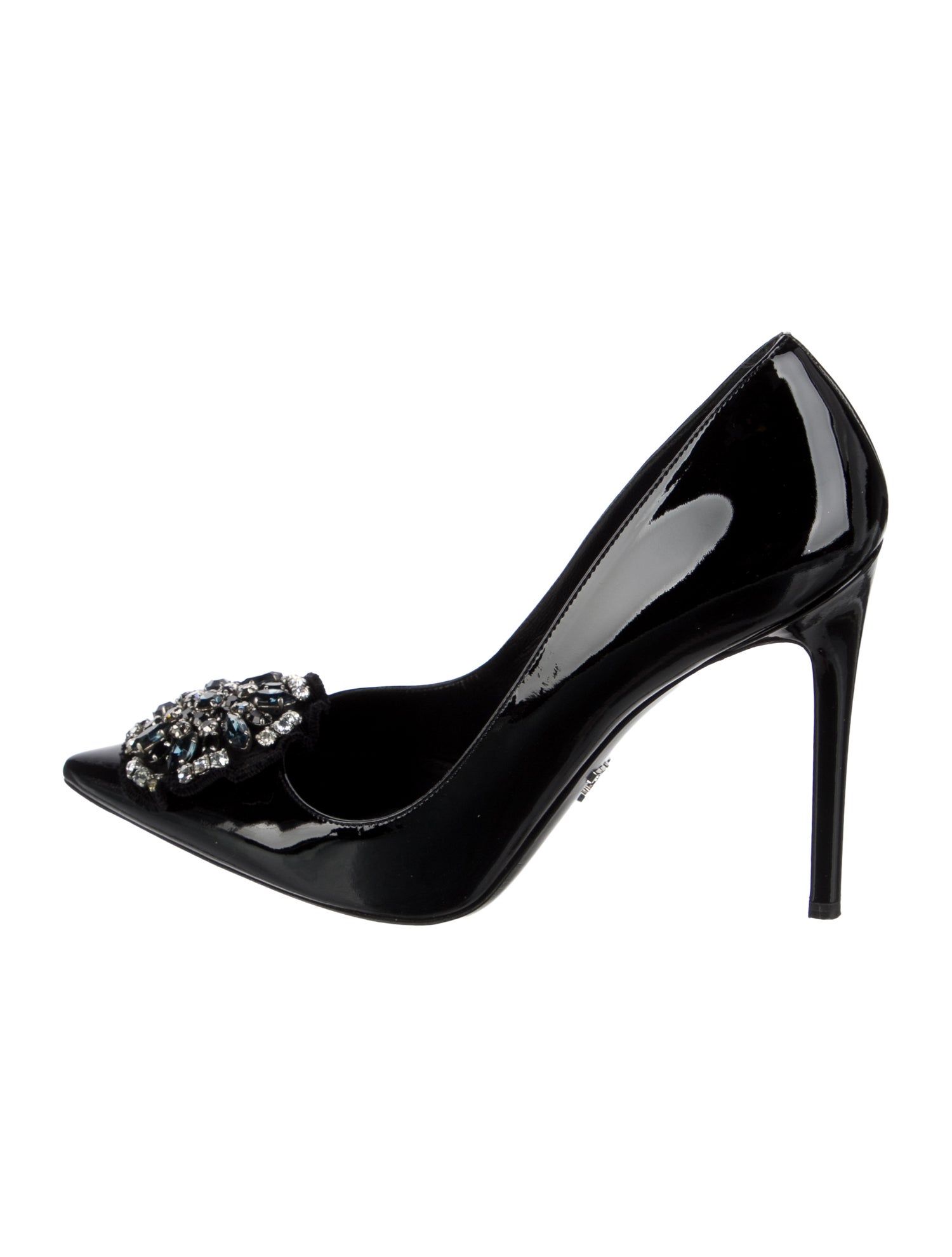 Prada Patent Leather Crystal Embellishments Pumps