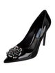 Prada Patent Leather Crystal Embellishments Pumps