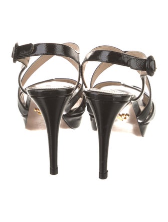 Prada Saffiano Leather Cutout Accent Sandals