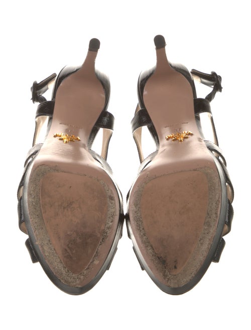 Prada Saffiano Leather Cutout Accent Sandals