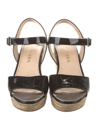 Prada Patent Leather Braided Accents Espadrilles