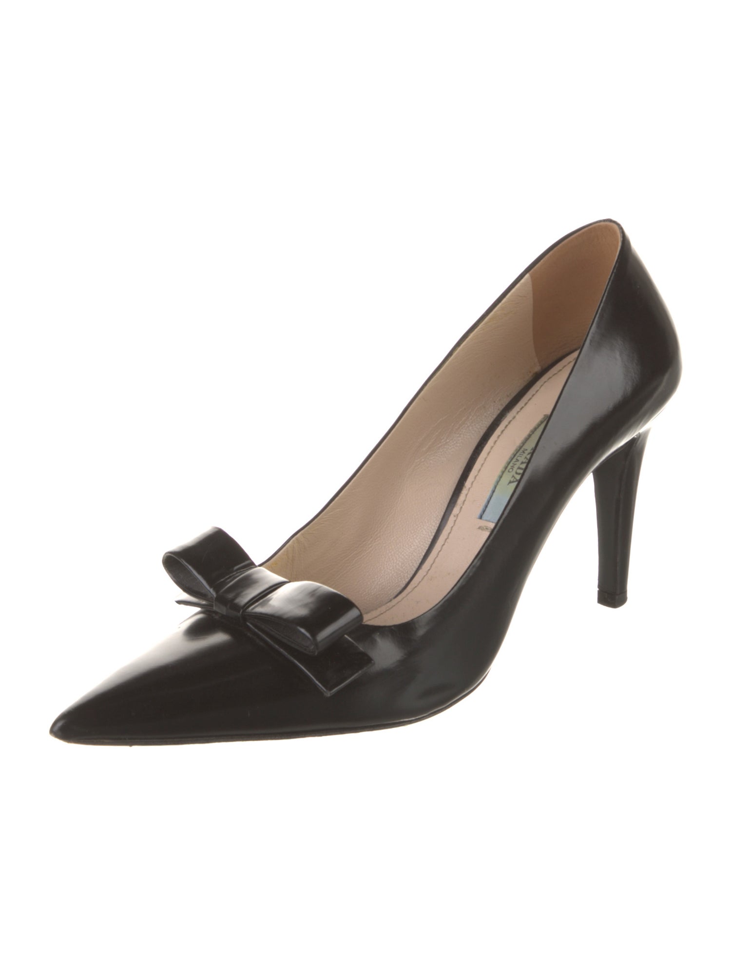 Prada Patent Leather Bow Accents Pumps