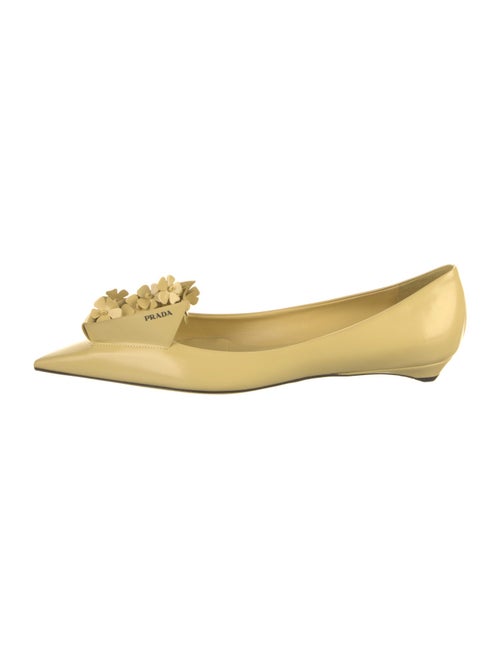 Prada Patent Leather Ruffle Embellishment Flats