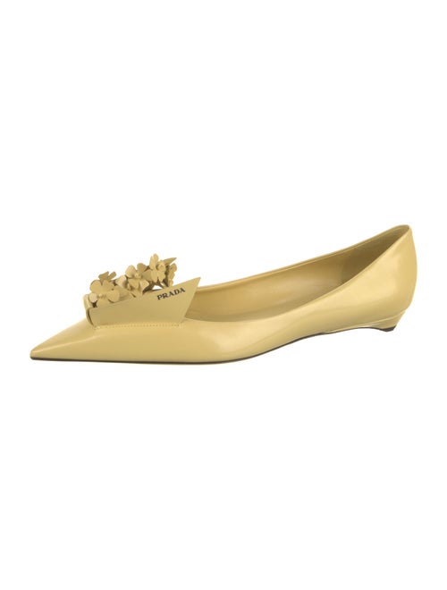 Prada Patent Leather Ruffle Embellishment Flats
