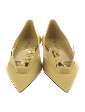 Prada Patent Leather Ruffle Embellishment Flats