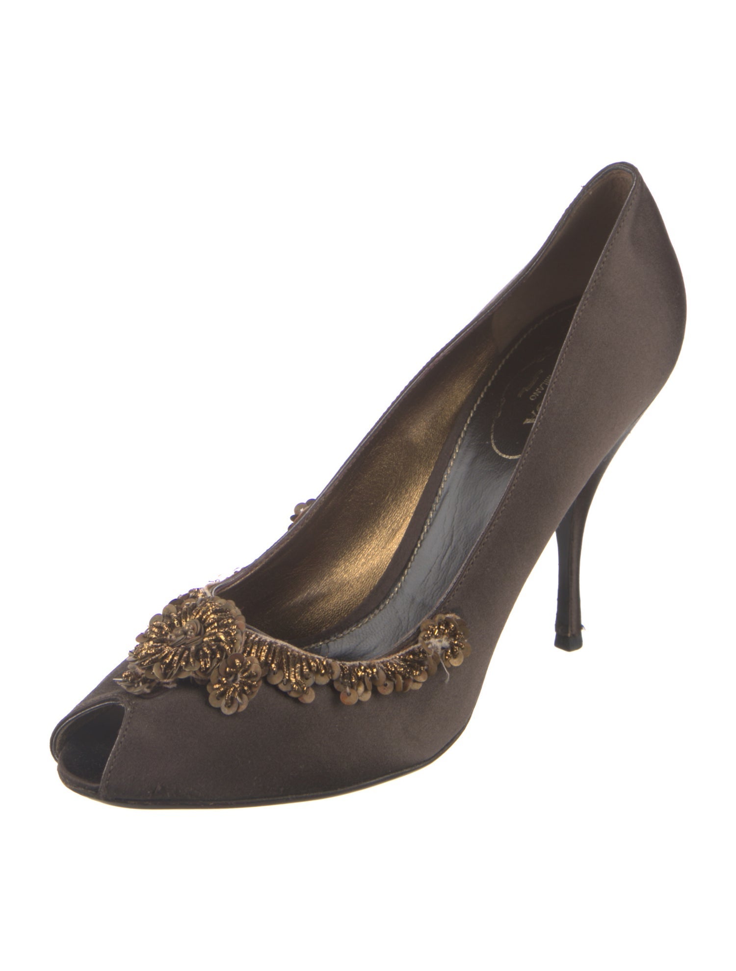 Prada Satin Sequin Embellishments Pumps
