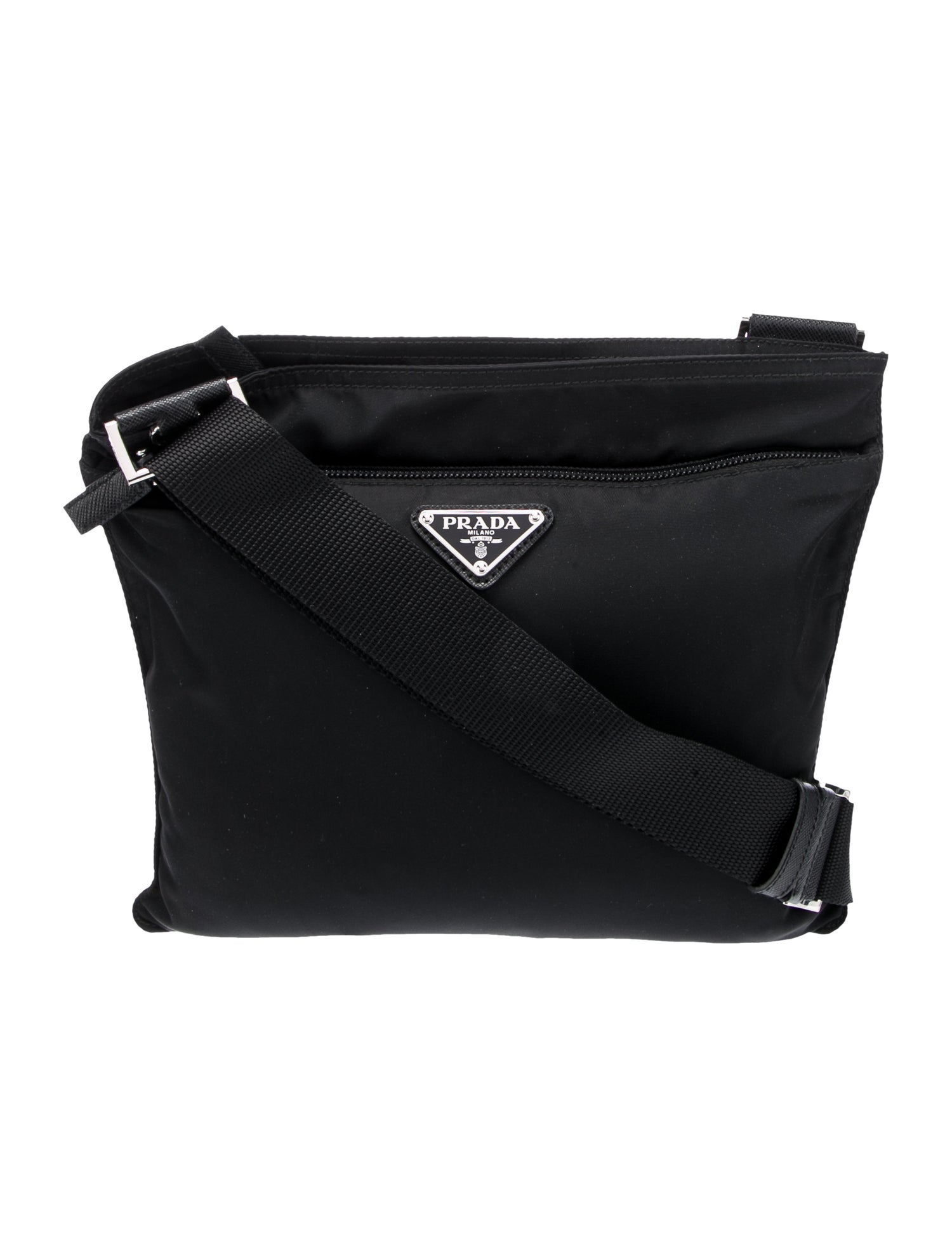 Prada Enameled Metal Triangle Messenger Bag