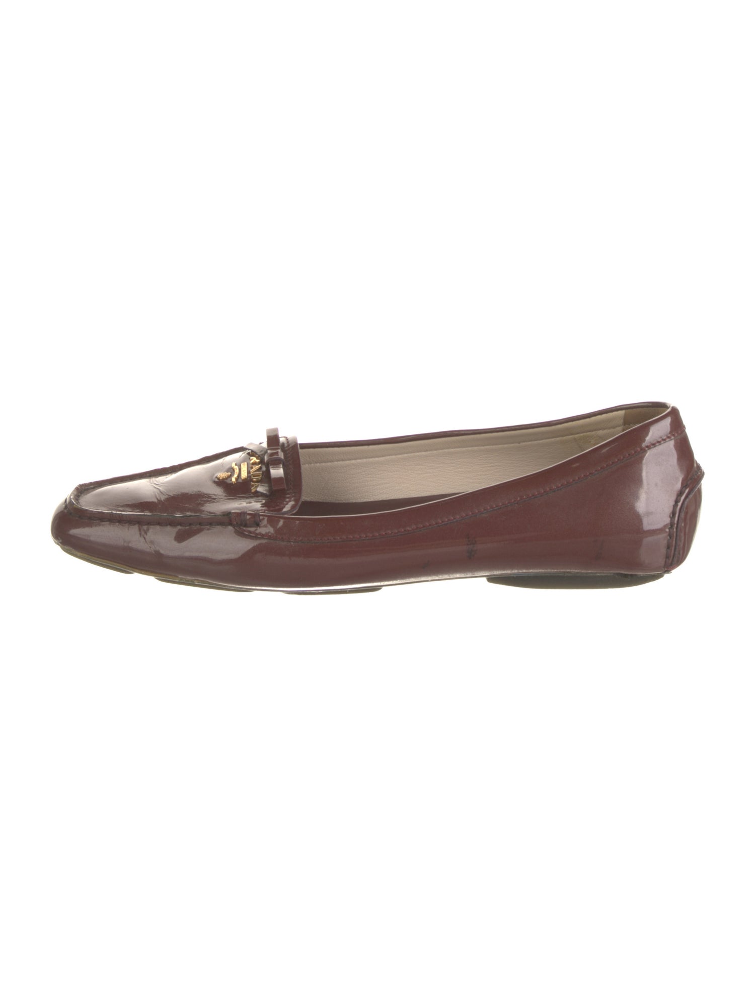 Prada Patent Leather Bow Accents Loafers