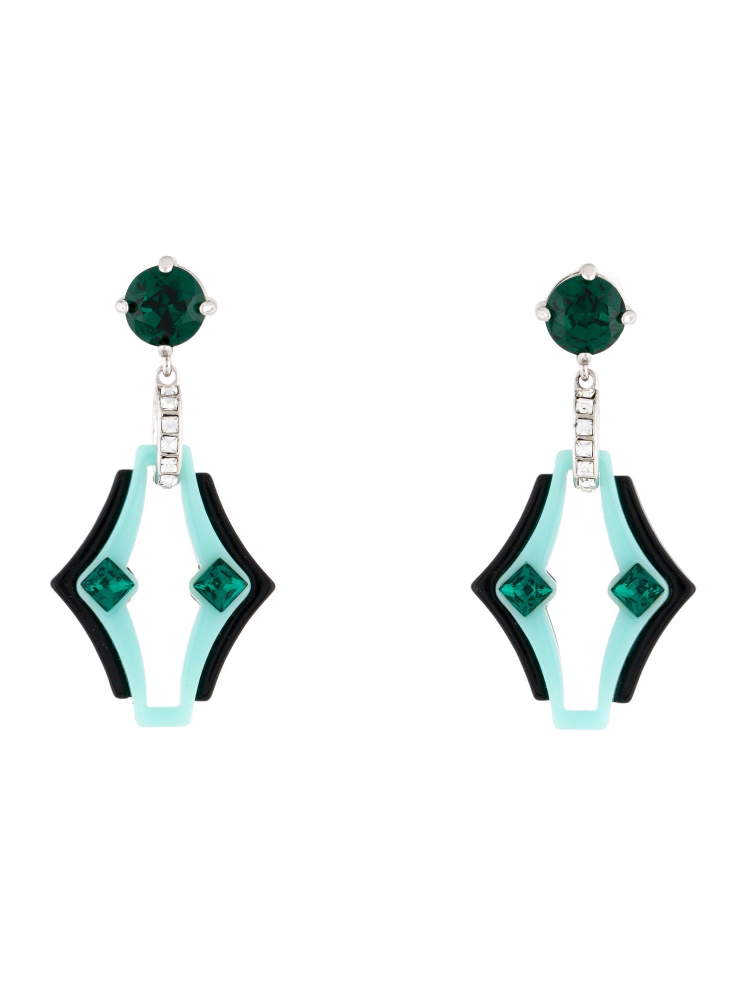 Prada Acrylic & Crystal Drop Earrings