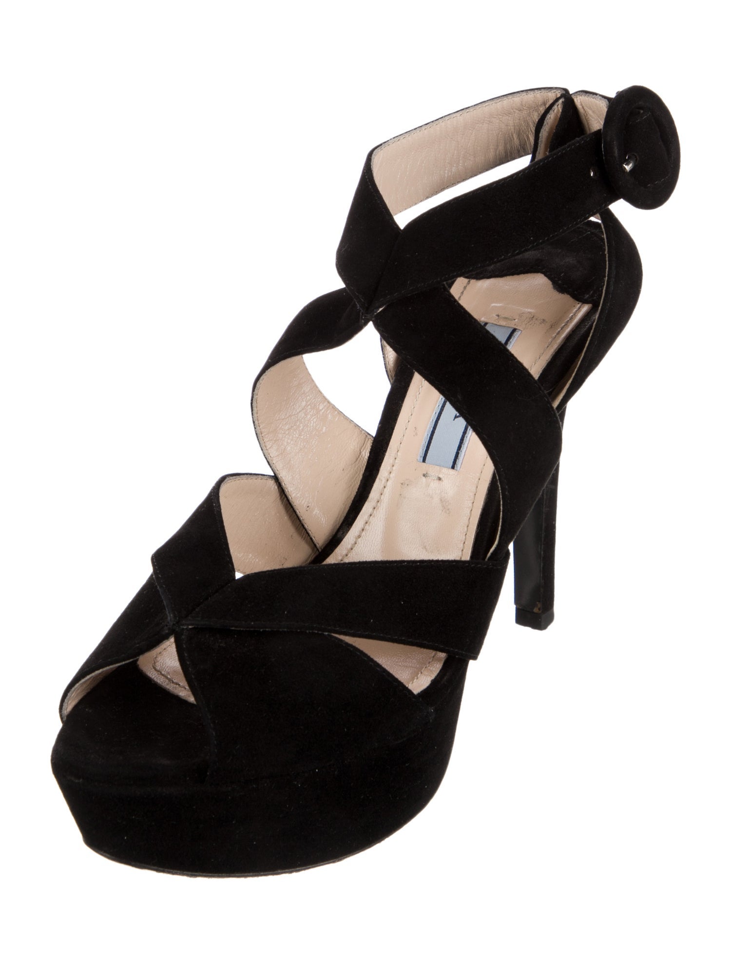 Prada Suede Cutout Accent Sandals