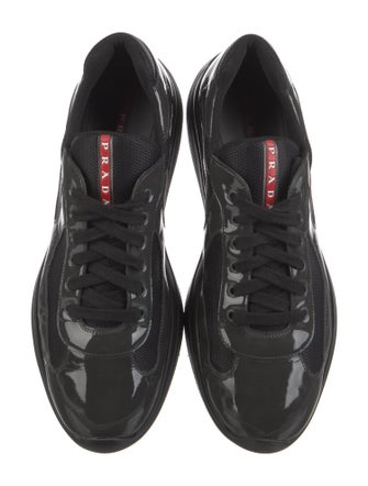 Prada Mesh Leather Trim Embellishment Sneakers