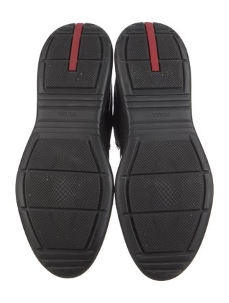 Prada Mesh Leather Trim Embellishment Sneakers