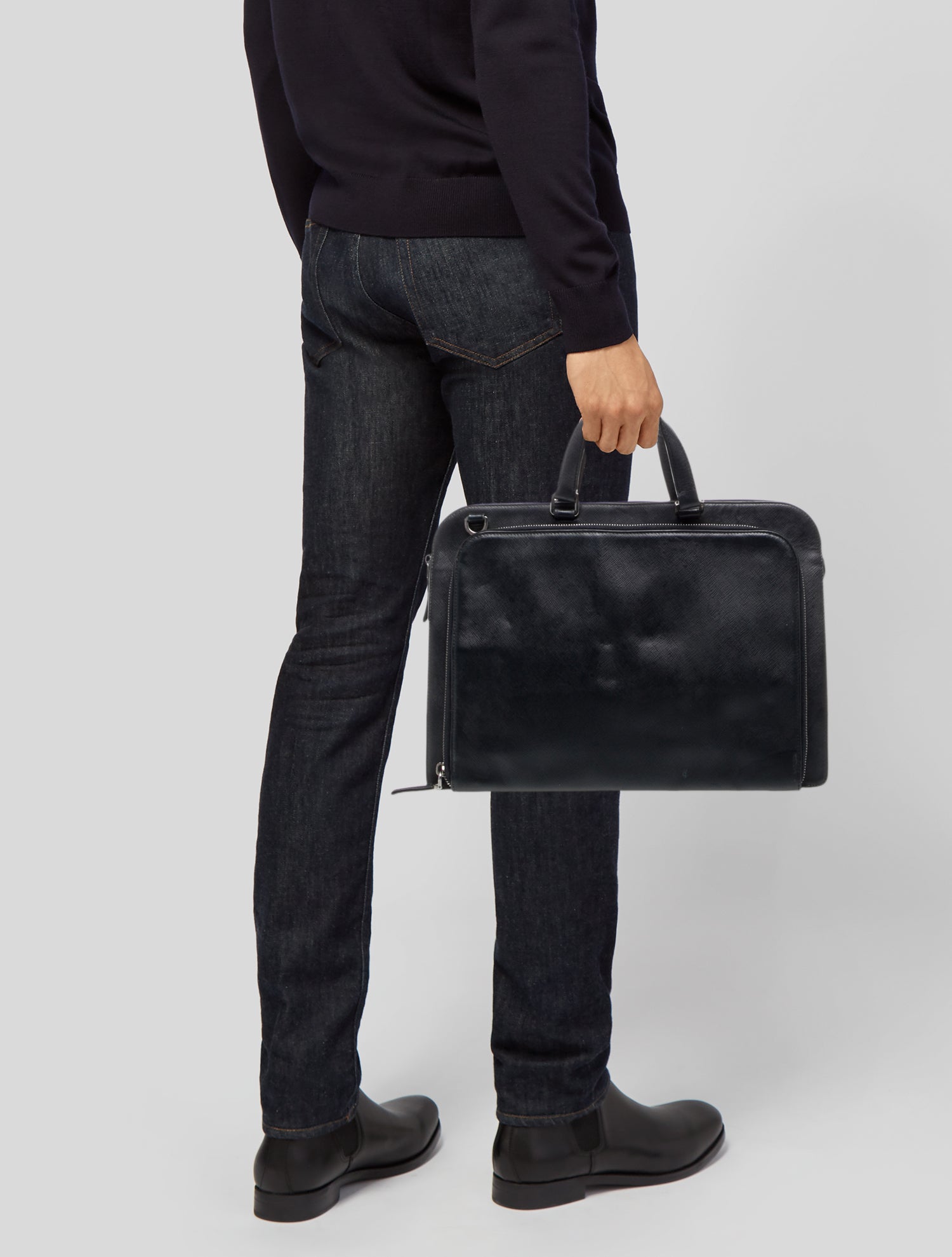 Prada Enameled Metal Triangle Briefcase