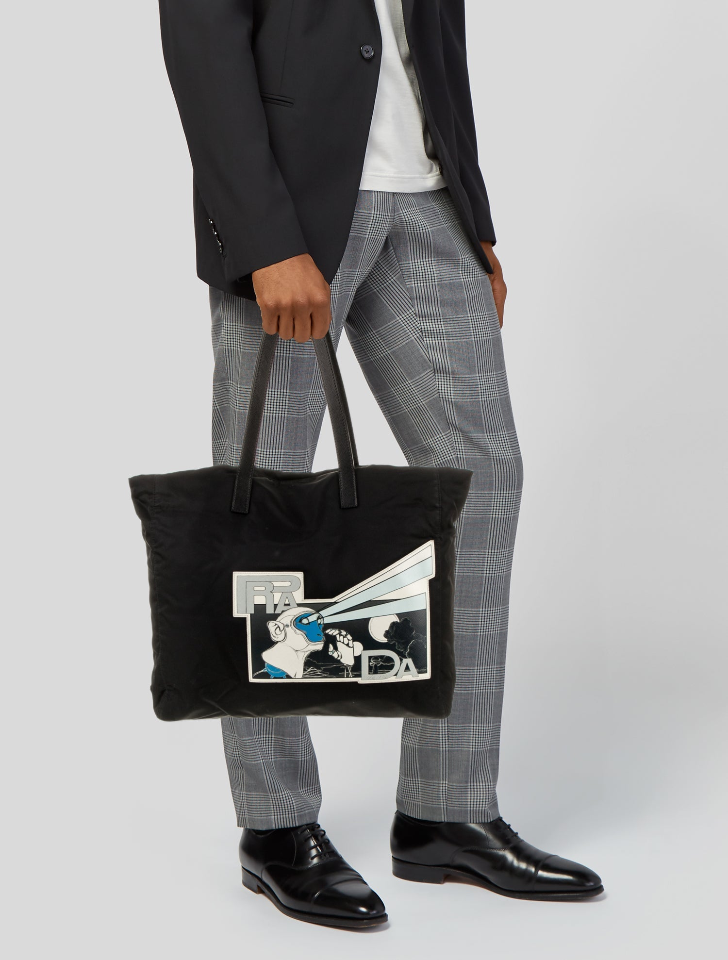 Prada Enameled Metal Triangle Tote