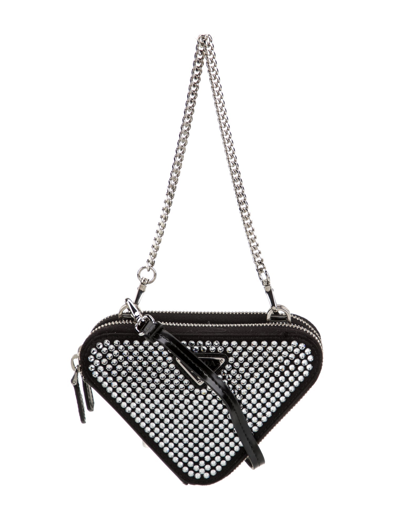 Prada Enameled Metal Triangle Triangle