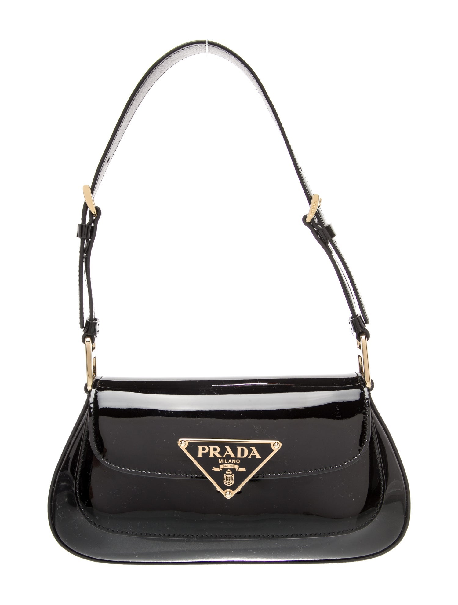 Prada Enameled Metal Triangle Shoulder Bag