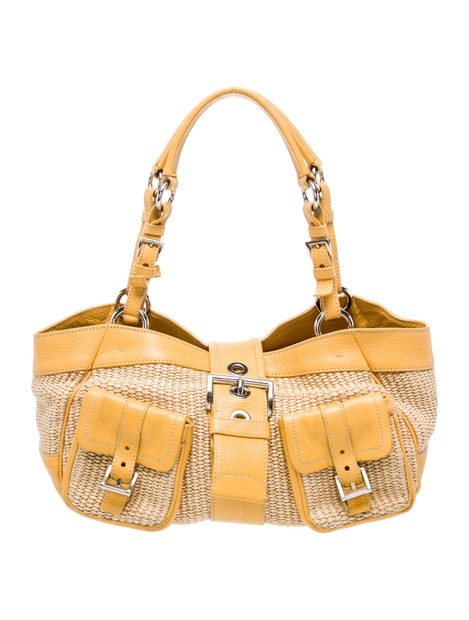 Prada Enameled Metal Triangle Shoulder Bag