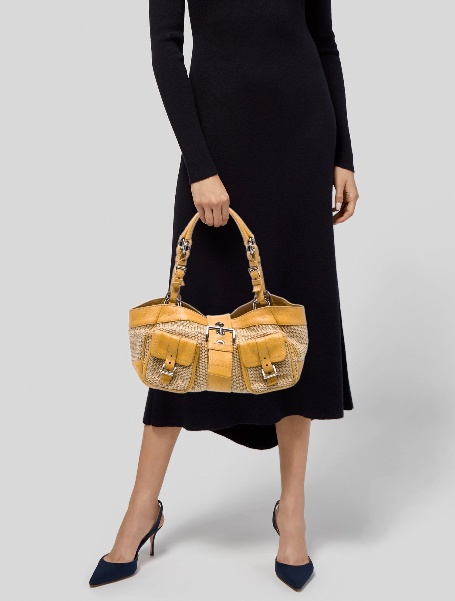 Prada Enameled Metal Triangle Shoulder Bag