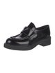 Prada Enameled Metal Triangle Patent Leather Oxfords