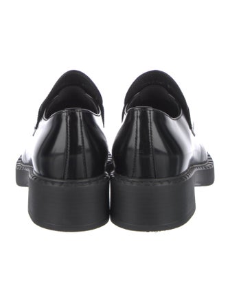 Prada Enameled Metal Triangle Patent Leather Oxfords