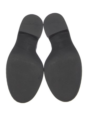 Prada Enameled Metal Triangle Patent Leather Oxfords