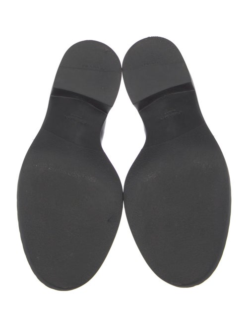 Prada Enameled Metal Triangle Patent Leather Oxfords