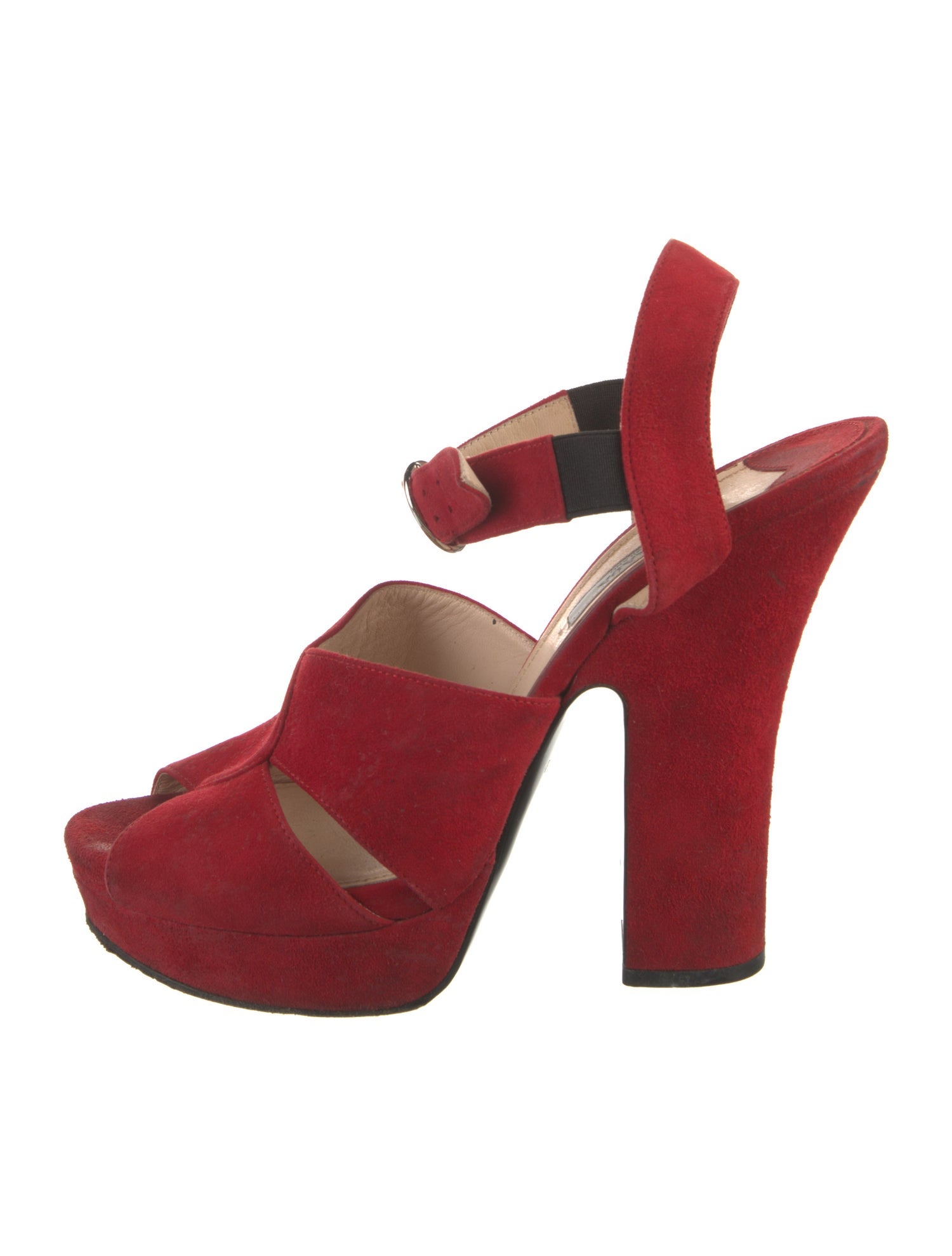 Prada Suede Cutout Accent Slingback Pumps