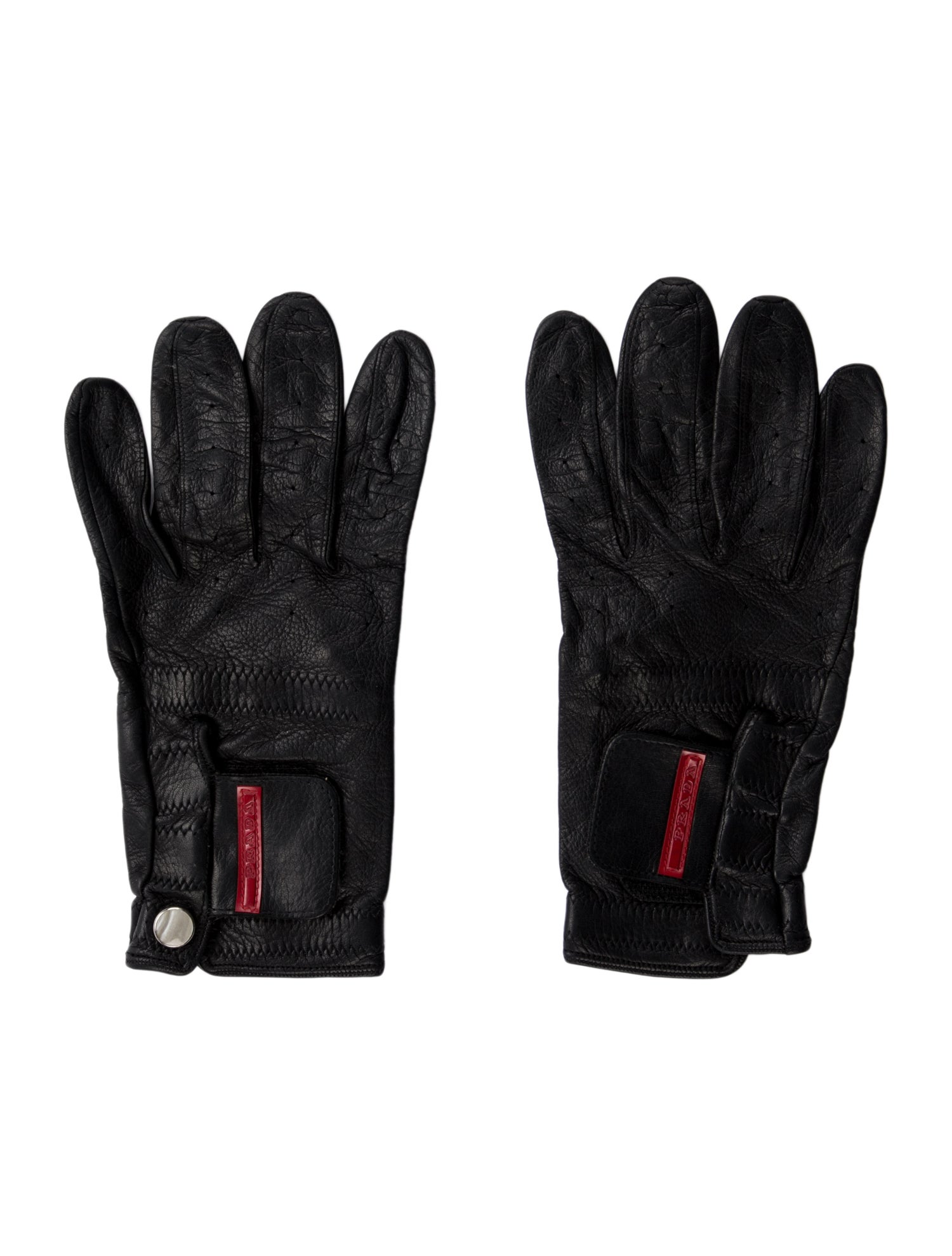 Prada Sport Red LIne Leather Gloves