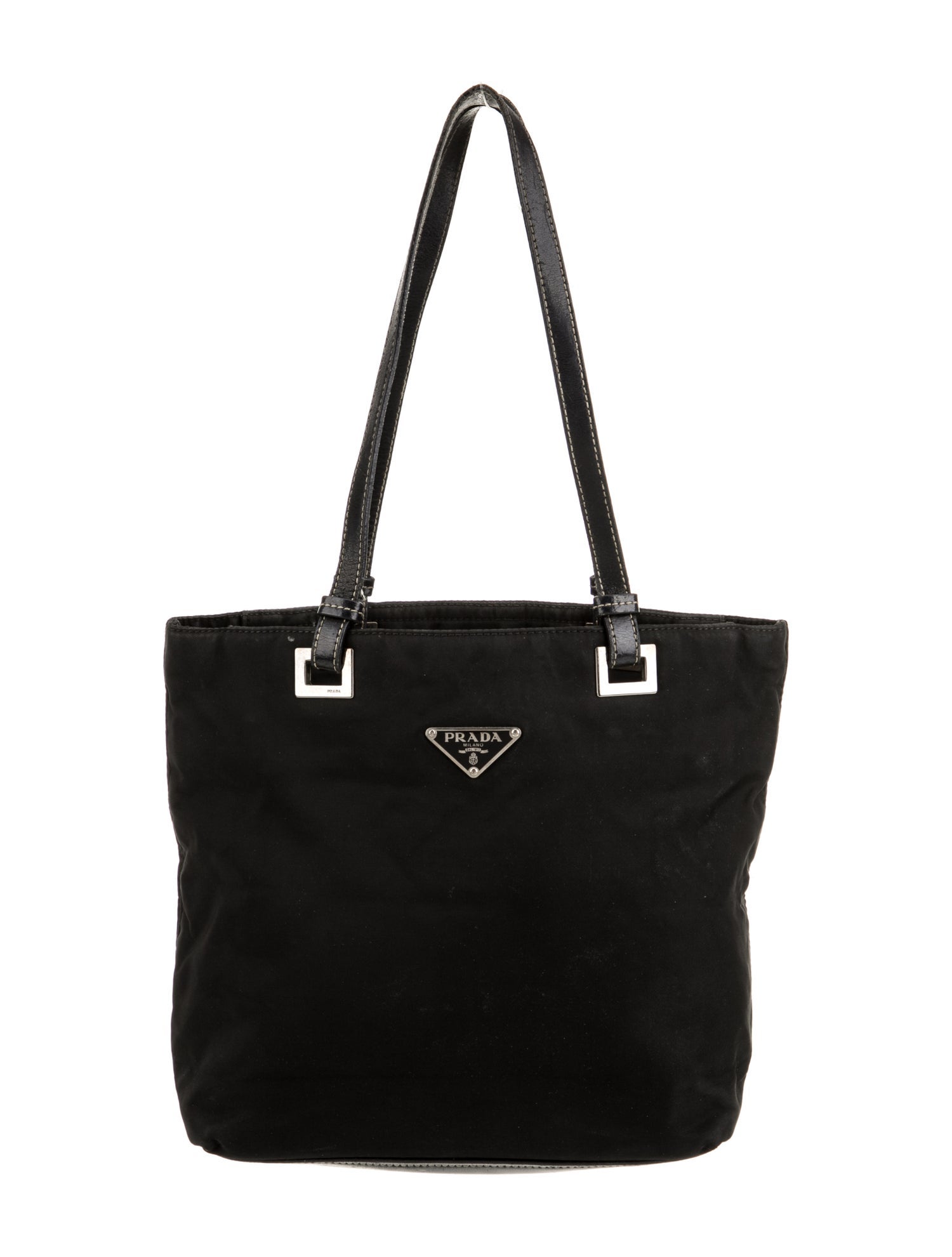 Prada Enameled Metal Triangle Tote