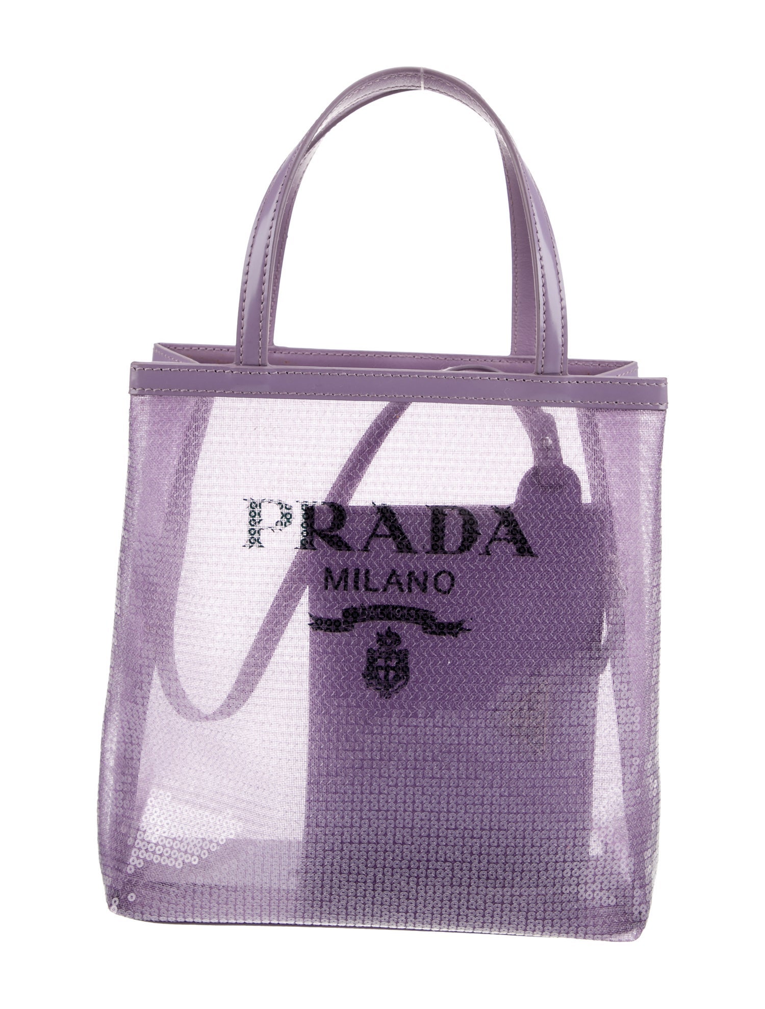Prada Enameled Metal Triangle Rete Paillettes Small